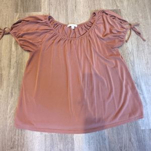 Cute and soft blush top with sleeve ties